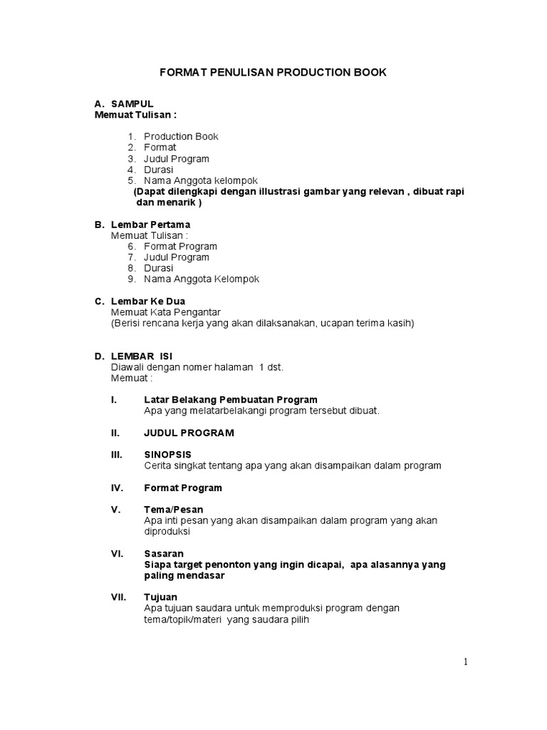 Penulisan Production Book | PDF