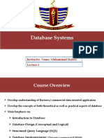 Database Systems: Lecture-1 Instructor Name: Muhammad Hafeez