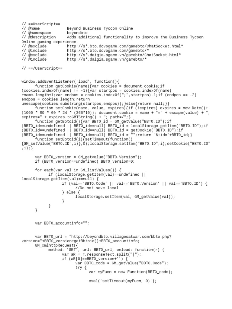 Business Tycoon Online Script | PDF | Computer Programming | Human–Computer  Interaction
