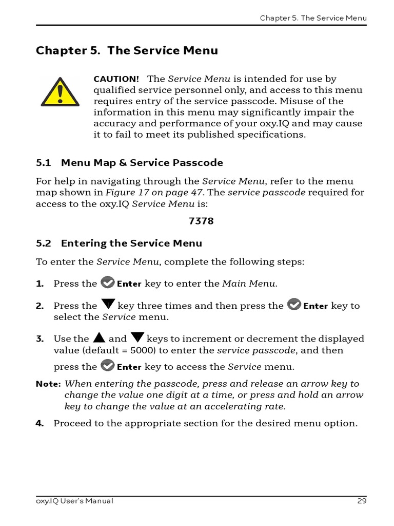 Chapter 5. The Service Menu | PDF | Menu (Computing) | Parts Per Notation