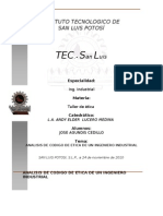 Analisis de Codigo de Etica de Un Ing Industrial