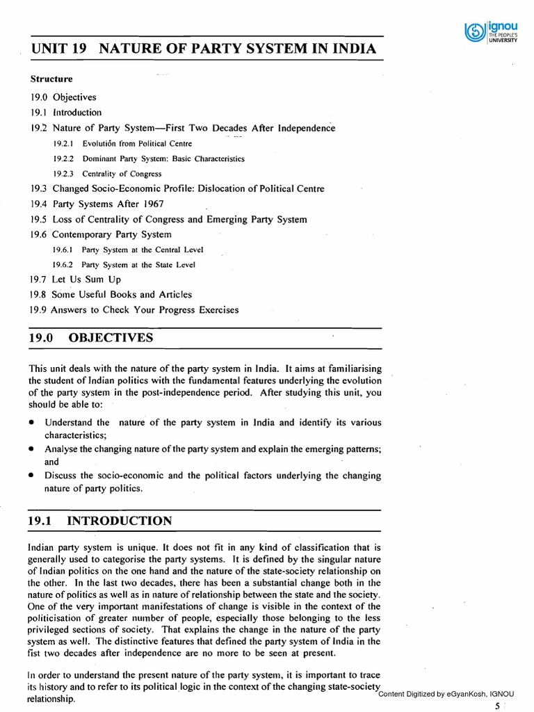 Nature of India's Party System | PDF | Bharatiya Janata Party ...