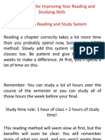 5 Techniques For Improving Your Reading and Studying Skills " " A Reading and Study System