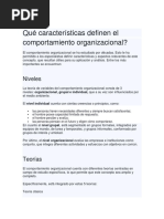 Caracteristicas de Comportamiento Organizacional