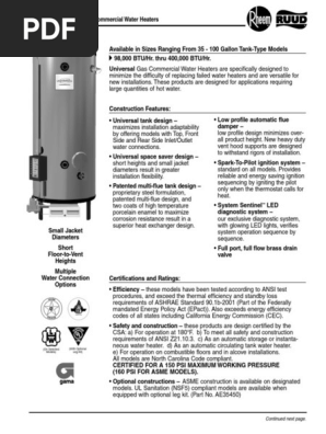 Calentador Rheem de 250000 Btuhr | PDF | Water Heating | Home Appliance