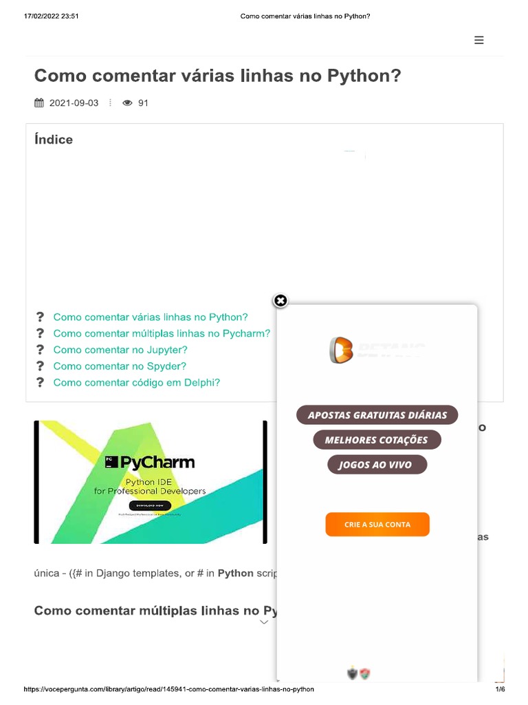 Como Comentar Varias Linhas No Python | PDF