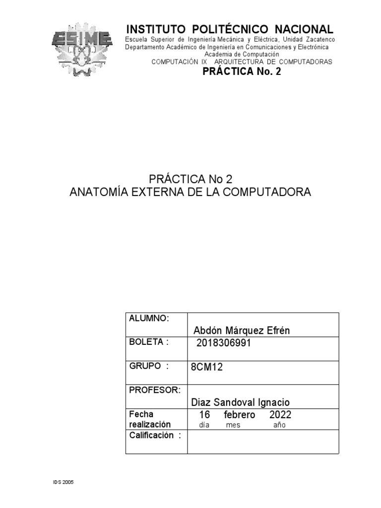 PRÁCTICA No 2 8CM12 | PDF | USB | Hardware de la computadora