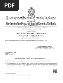 Special Gazette On Repatriation of Export Proceeds Into Sri Lanka Issued