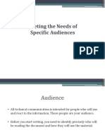 Meeting The Needs of Specific Audiences