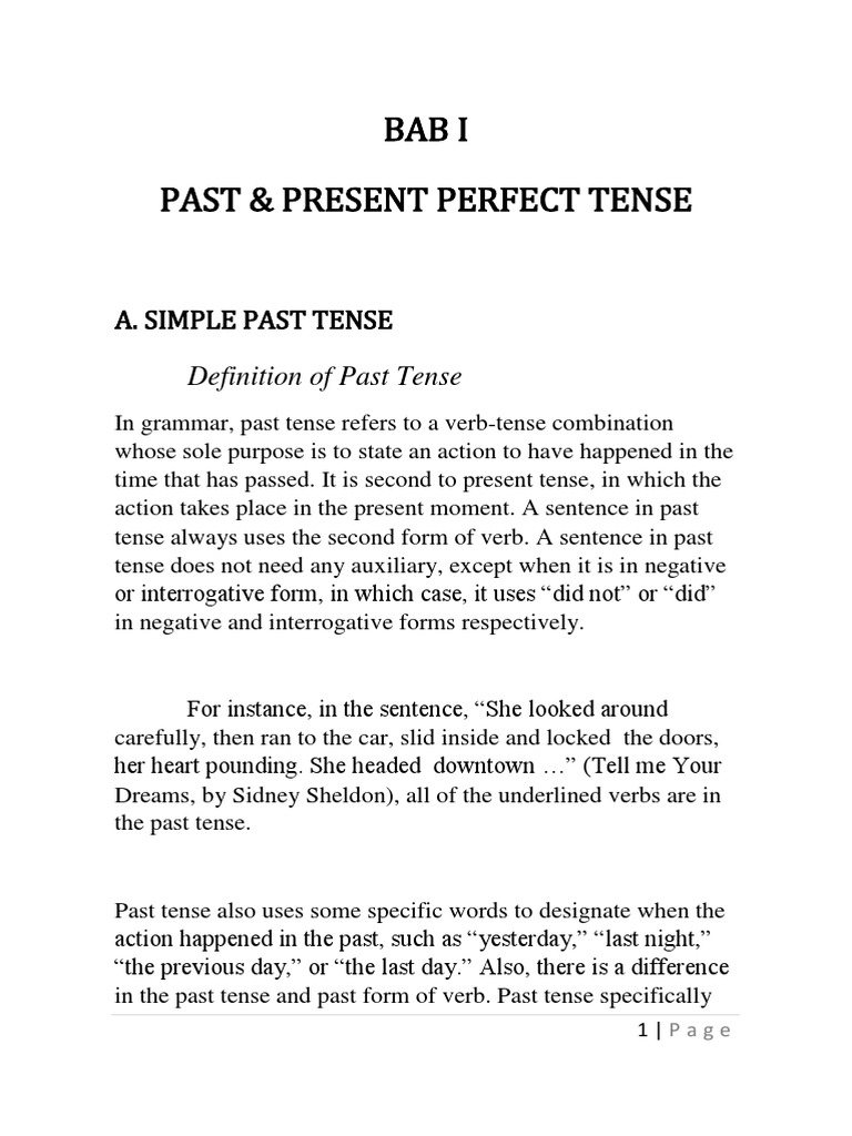 Past and Present Perfect Tense Guide | PDF | Grammatical Tense ...