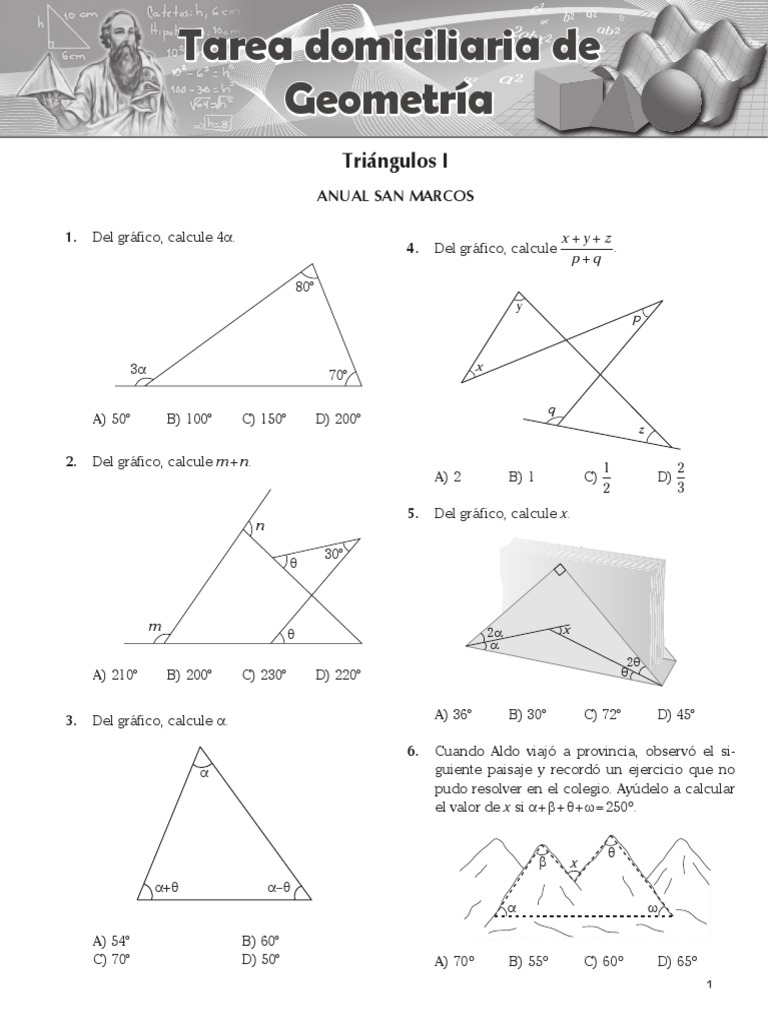 Ejercicios de Geometría: Triángulos y Ángulos | PDF