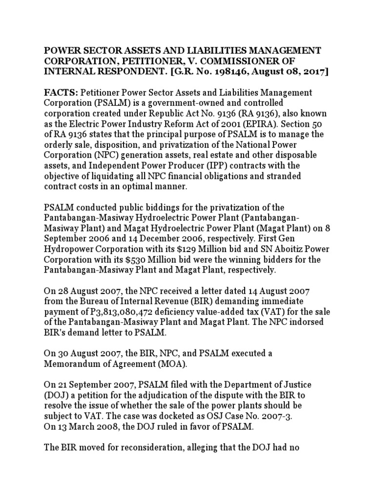 POWER SECTOR ASSETS AND LIABILITIES MANAGEMENT CORPORATION (PSALM) V