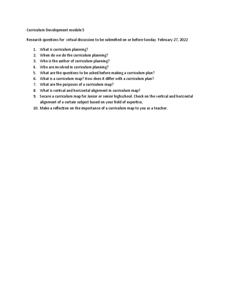 Curriculum Development Module 5 | PDF | Art | Self-Improvement