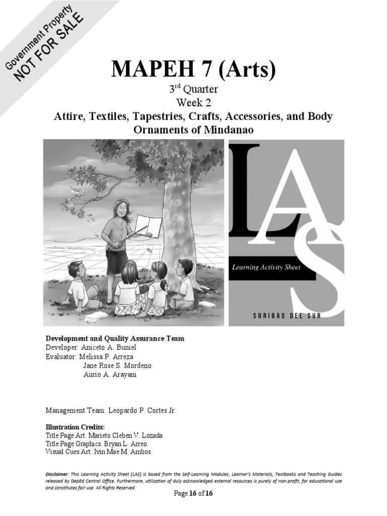 MAPEH 7 (Arts) Attire, Textiles, Tapestries, Crafts, Accessories, and