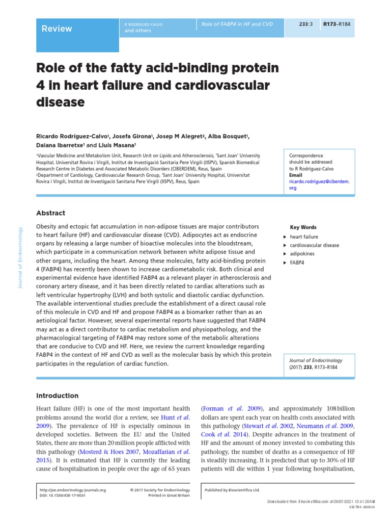 Role of The Fatty Acid-Binding Protein 4 in Heart Failure and ...
