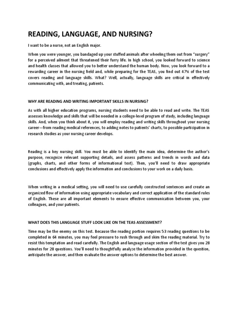 Why Are Reading and Writing Important Skills in Nursing? PDF