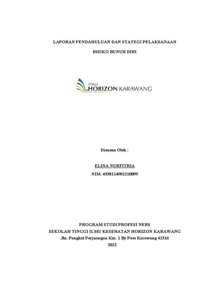 LP Dan SP Jiwa (Risko Bunuh Diri) - Elina Nurfitria | PDF