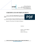 Certificate of Employment: This Is To Certify That Mr. Jude de Silva Oca With Employye # 607 Is Currently