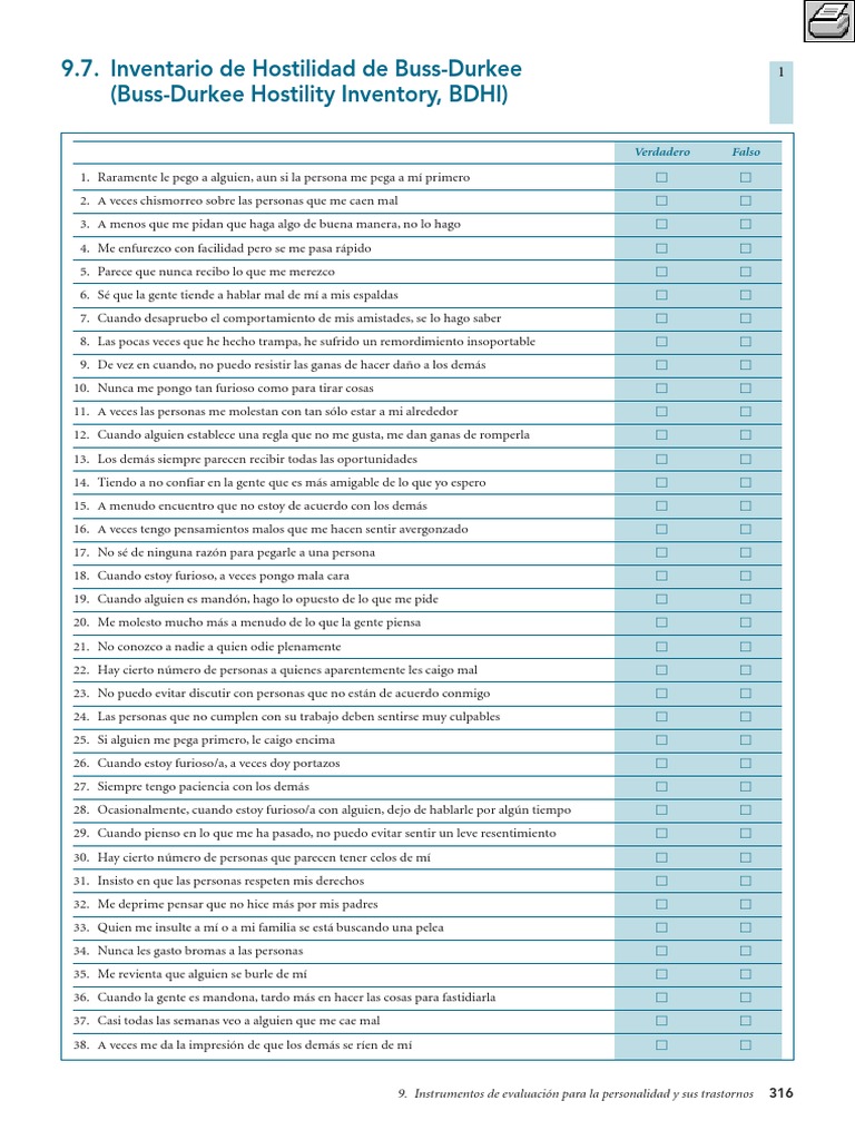 Inventario de Hostilidad Buss-Durkee | PDF