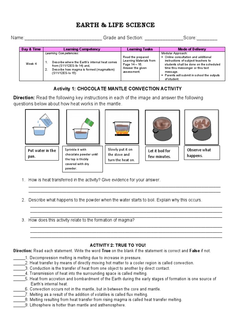 Earth and Life Science Week 4 | PDF | Magma | Heat