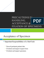 Precautions in Handling, Acceptance & Fixation of Specimens