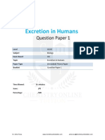 Excretion in Humans: Question Paper 1
