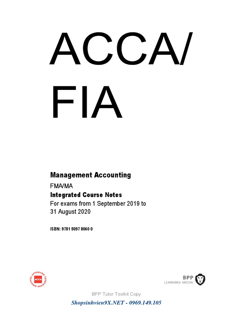 F2-Management Accounting (MA) Course Notes | PDF | Test (Assessment ...