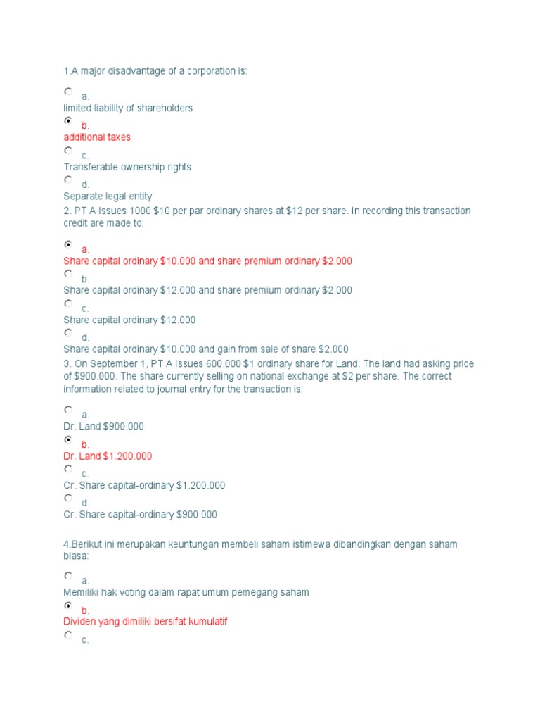 Corporate Accounting Quiz | PDF | Dividend | Expense