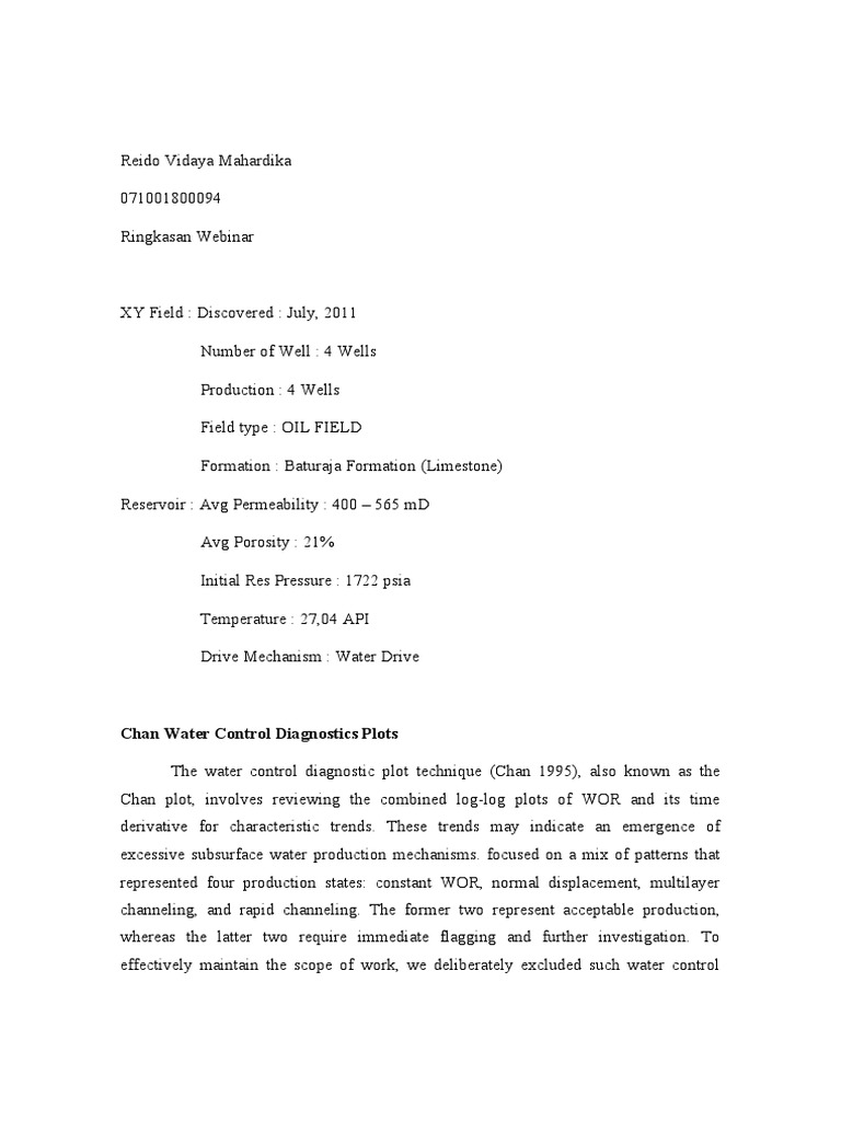 Chan Water Control Diagnostics Plots | PDF | Petroleum Reservoir ...