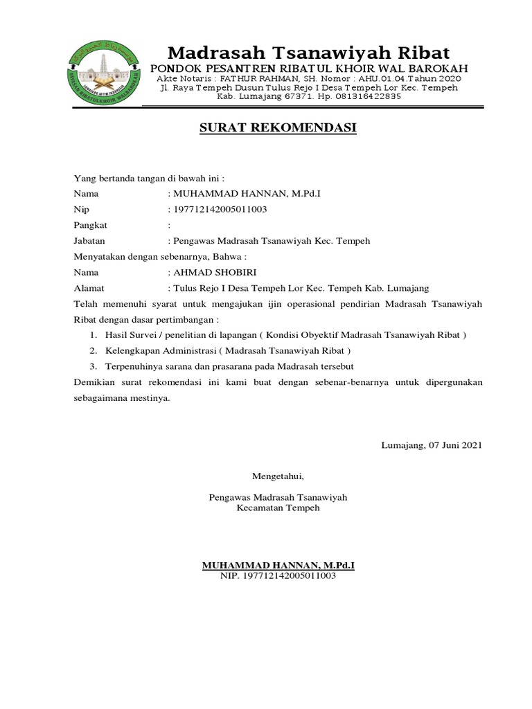 Proposal Pendirian MTs Ribat | PDF