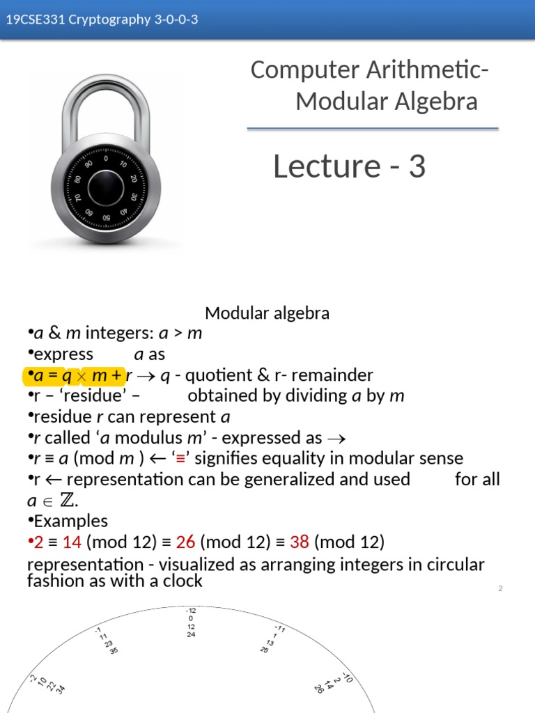 Computer Arithmetic-Modular Algebra: Lecture - 3 | PDF | Group Theory ...