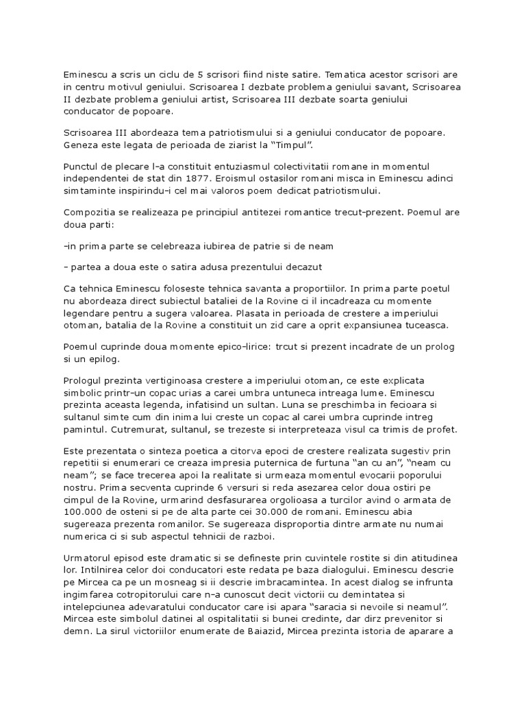 Scrisoarea Ii Comentariu Comentariu ,,scrisoarea A III A'' | PDF