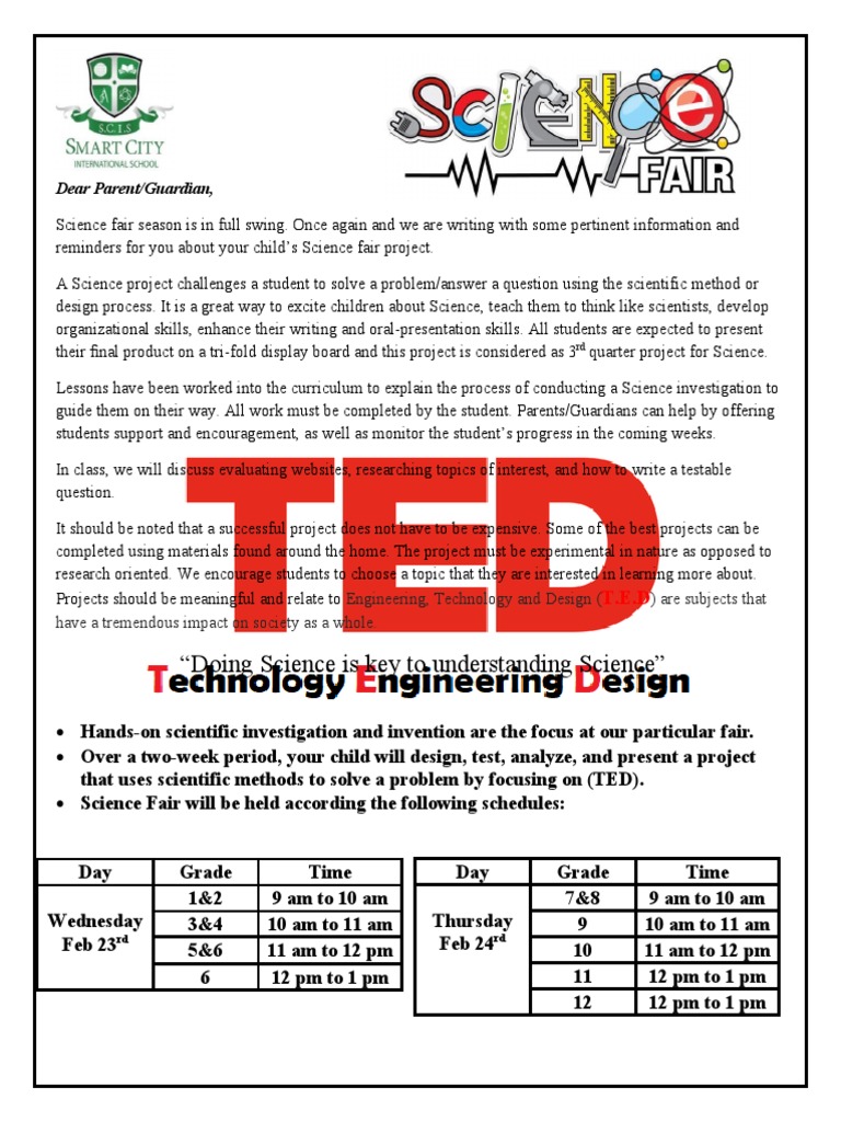 Science Fair Letter 2 | PDF