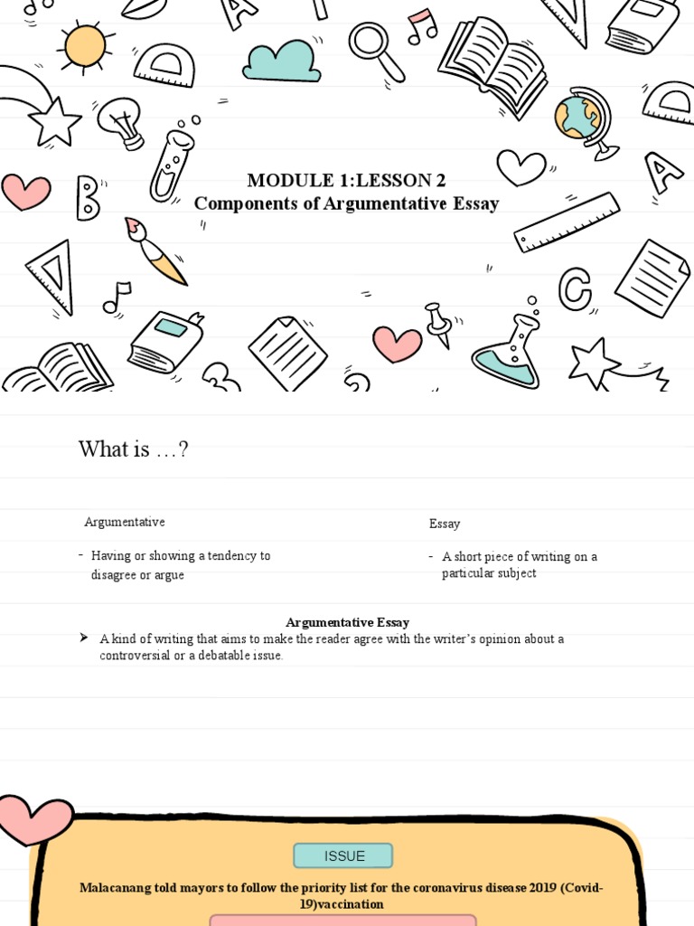 Module 1:lesson 2 Components of Argumentative Essay | PDF | Essays