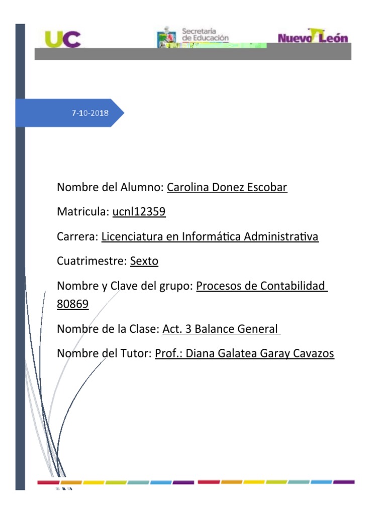 Semana 4 Act. 3 BALANCE GENERAL | PDF | Contabilidad | Hoja de balance