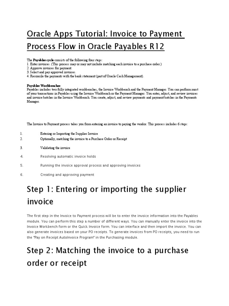 Oracle Apps Tutorial: Invoice To Payment Process Flow in Oracle ...