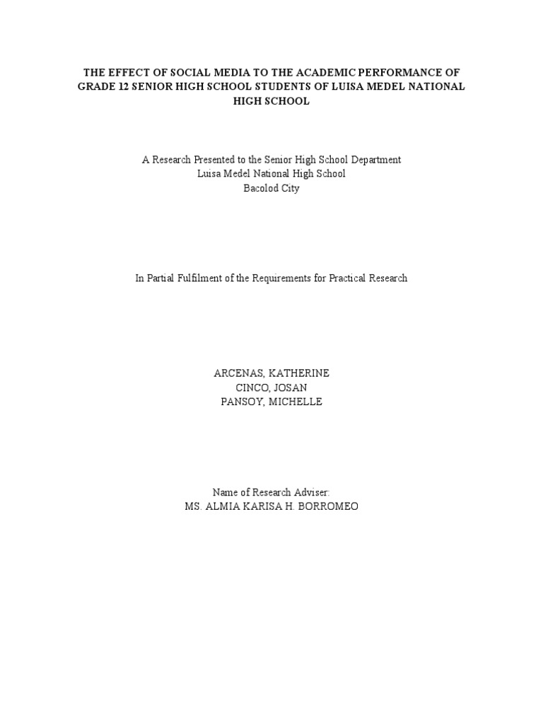 Impact of Social Media on Grade 12 Students | PDF | Popular Culture ...