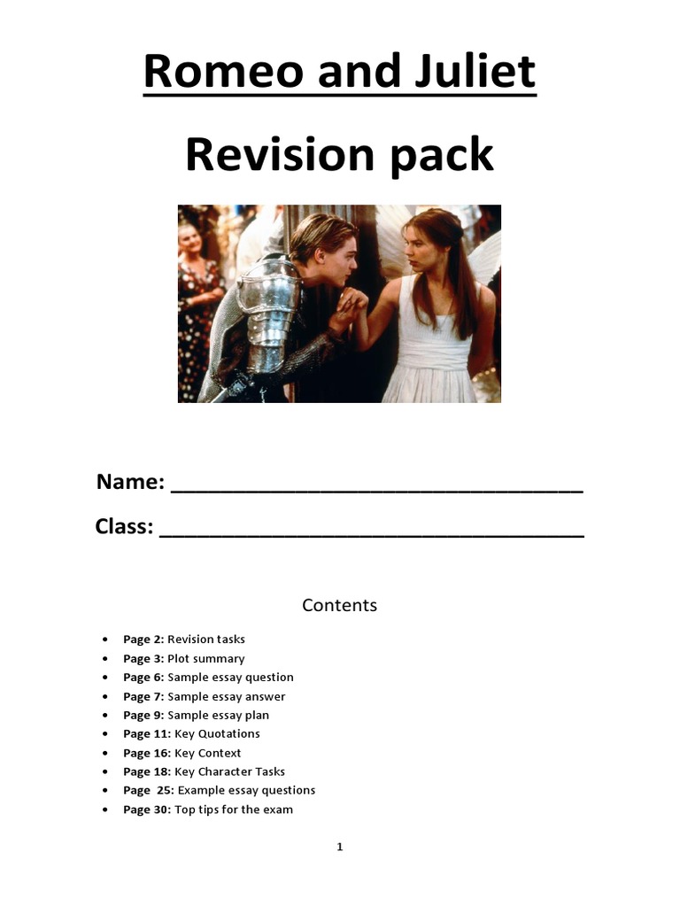 Romeo and Juliet Revision Guide | PDF | Characters In Romeo And Juliet ...
