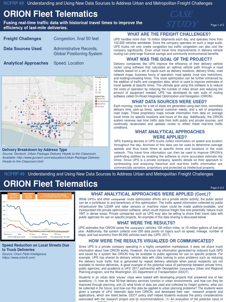 ORION Fleet Telematics: Case Study | PDF | United Parcel Service ...