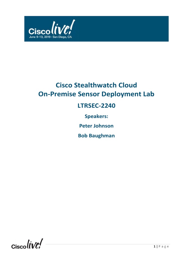 Cisco Stealthwatch Cloud OnPremise Sensor Deployment Lab LTRSEC2240