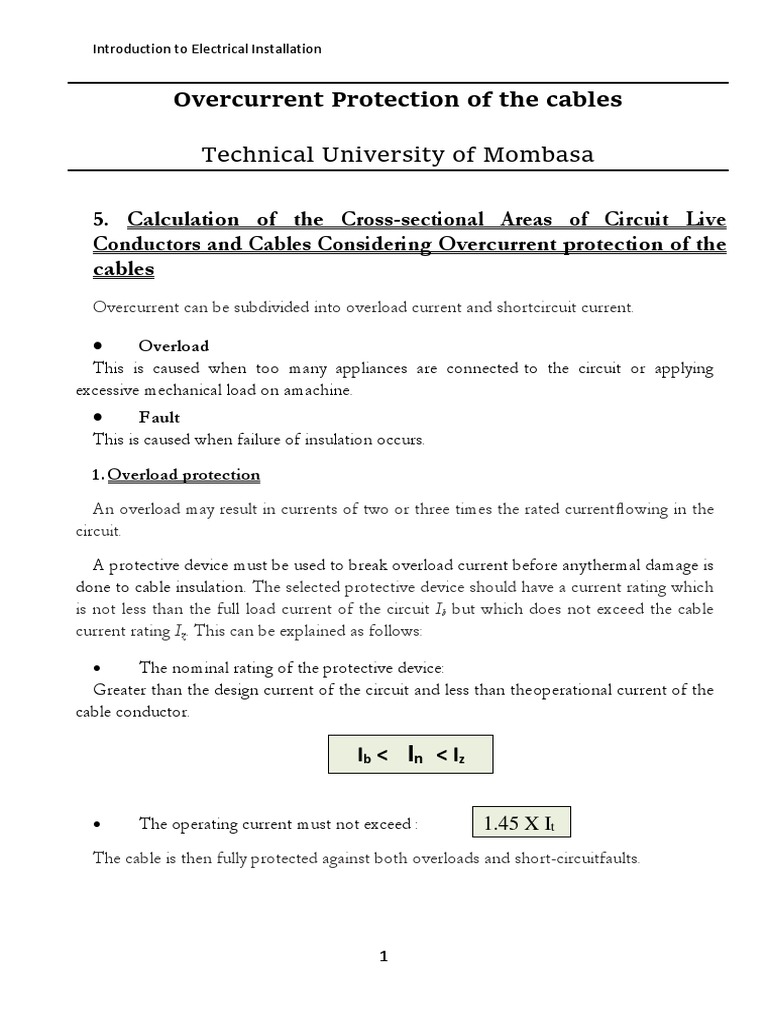 Overcurrent Protection in Electrical Installations | PDF | Fuse ...