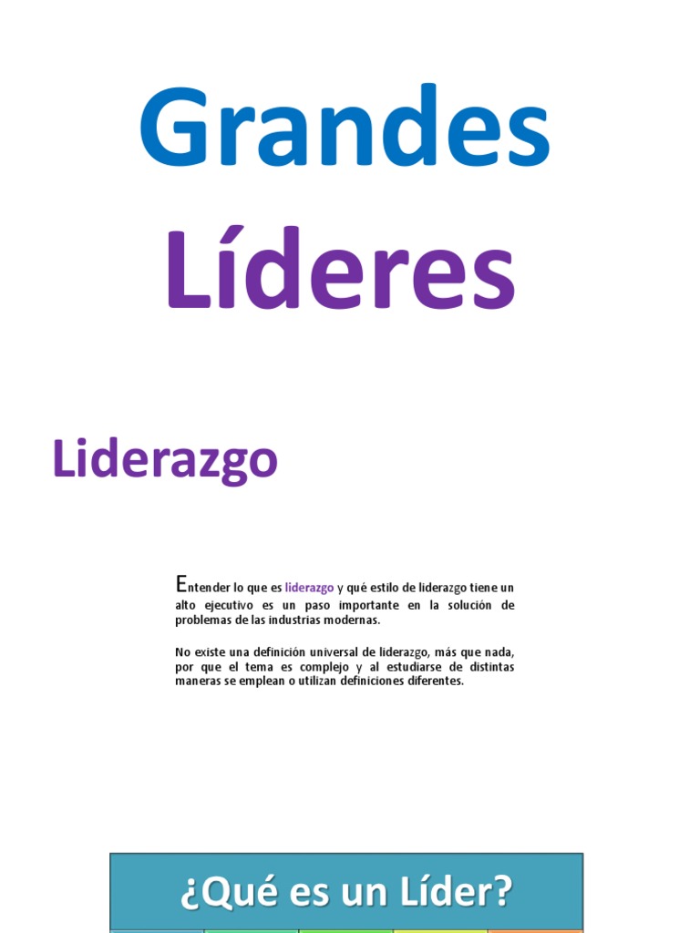 Lideres y Liderazgo | PDF | Crecimiento personal y profesional ...