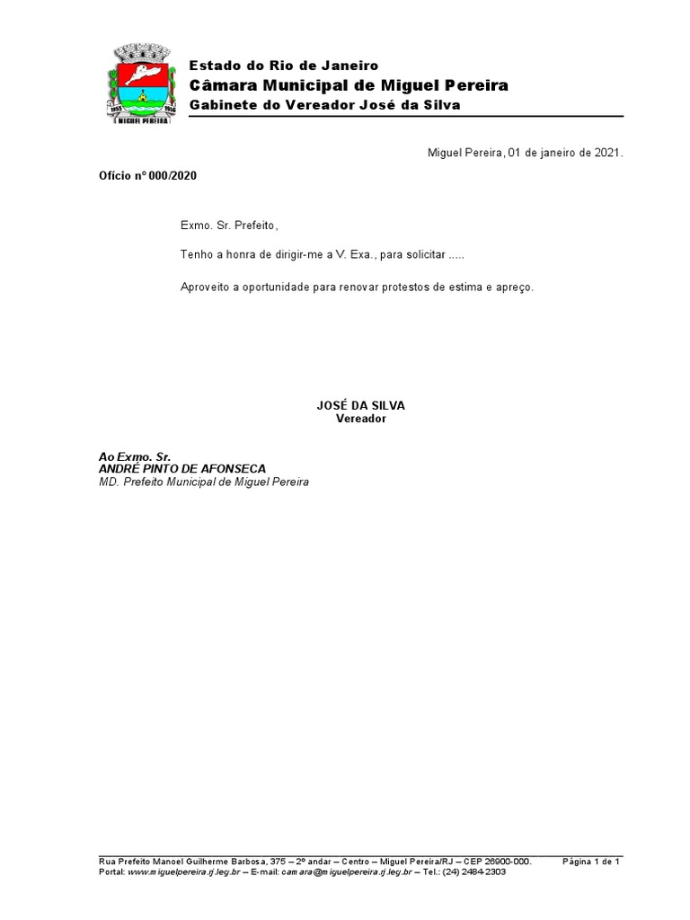 Modelo de Oficio Vereador | PDF