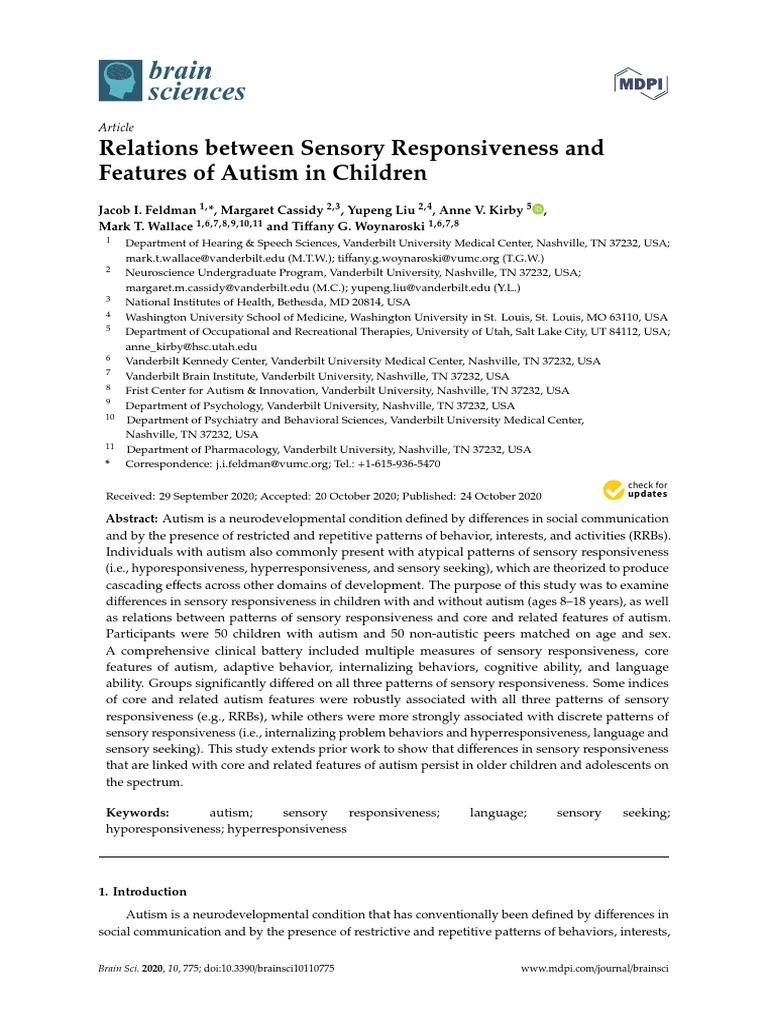 Feldman 2020 | PDF | Autism | Dependent And Independent Variables