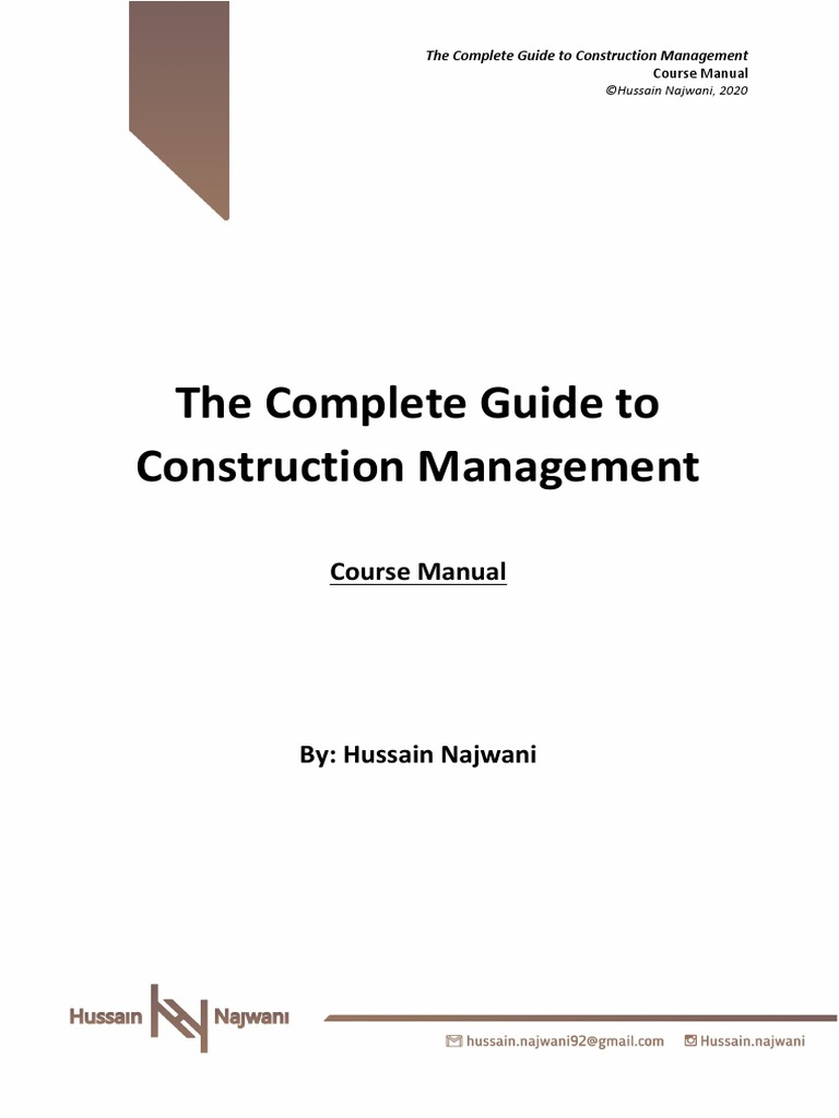 The Complete Guide To Construction Management: Course Manual | Download ...