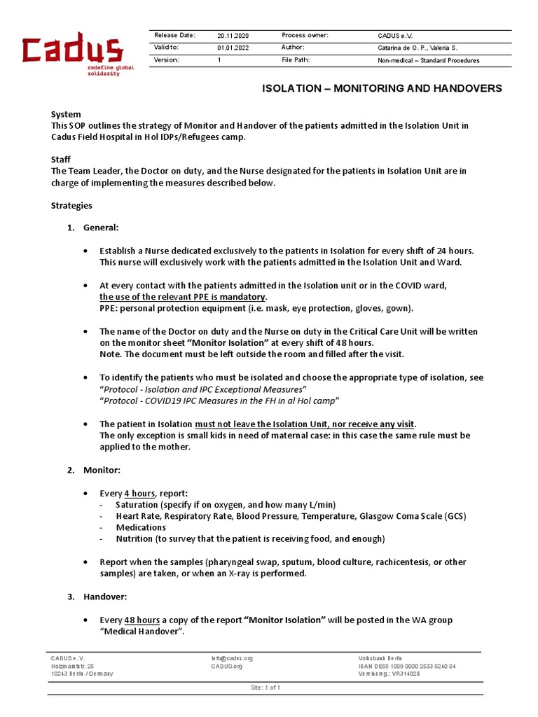 Protocol Isolation Unit PDF Personal Protective Equipment Nursing