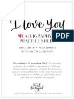 I Love You Calligraphy Practice Sheet by Vial Designs