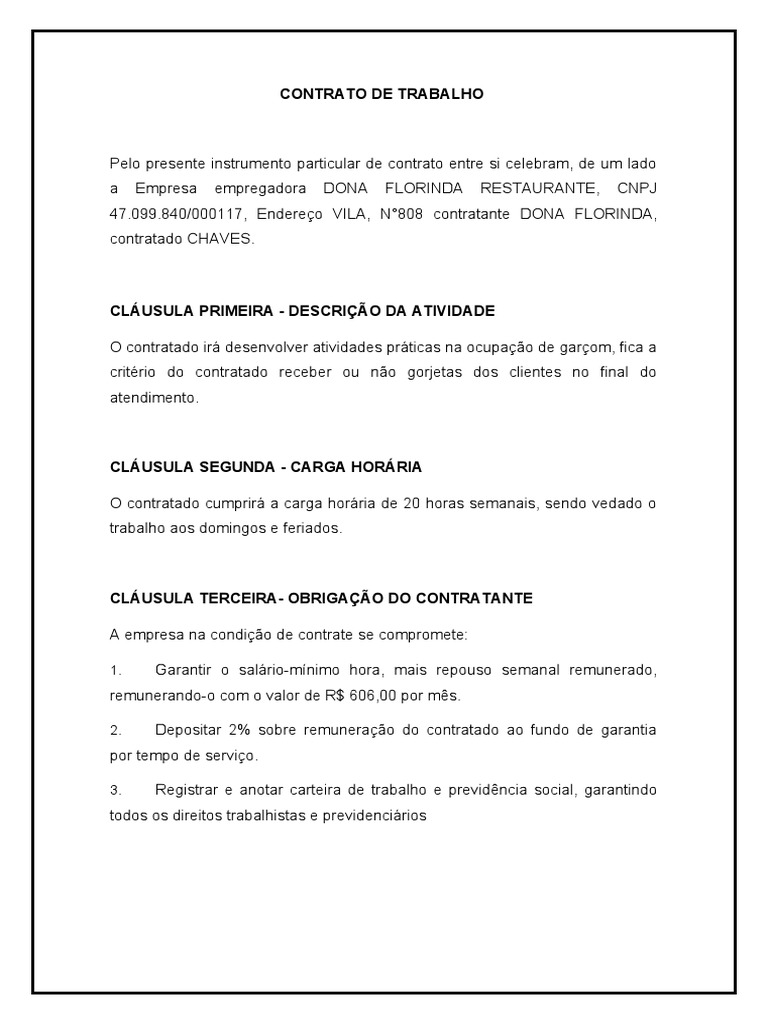 Contrato de Trabalho | PDF