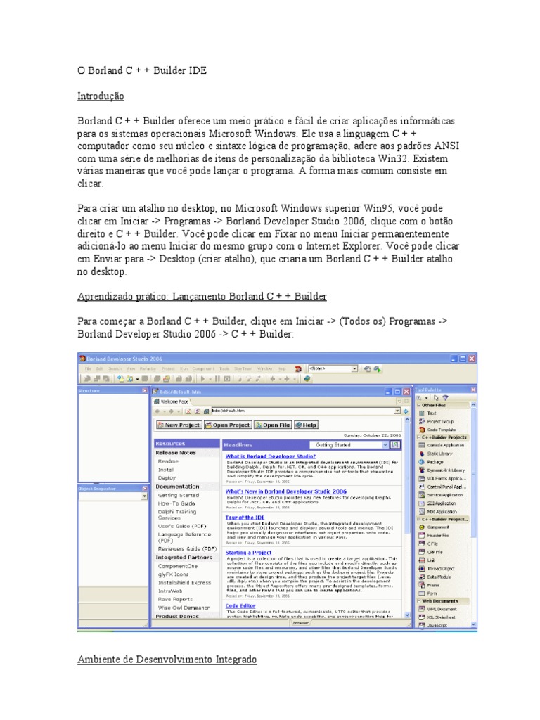 Introdução ao Borland C++ Builder IDE | PDF | Janela (informática) | C ...