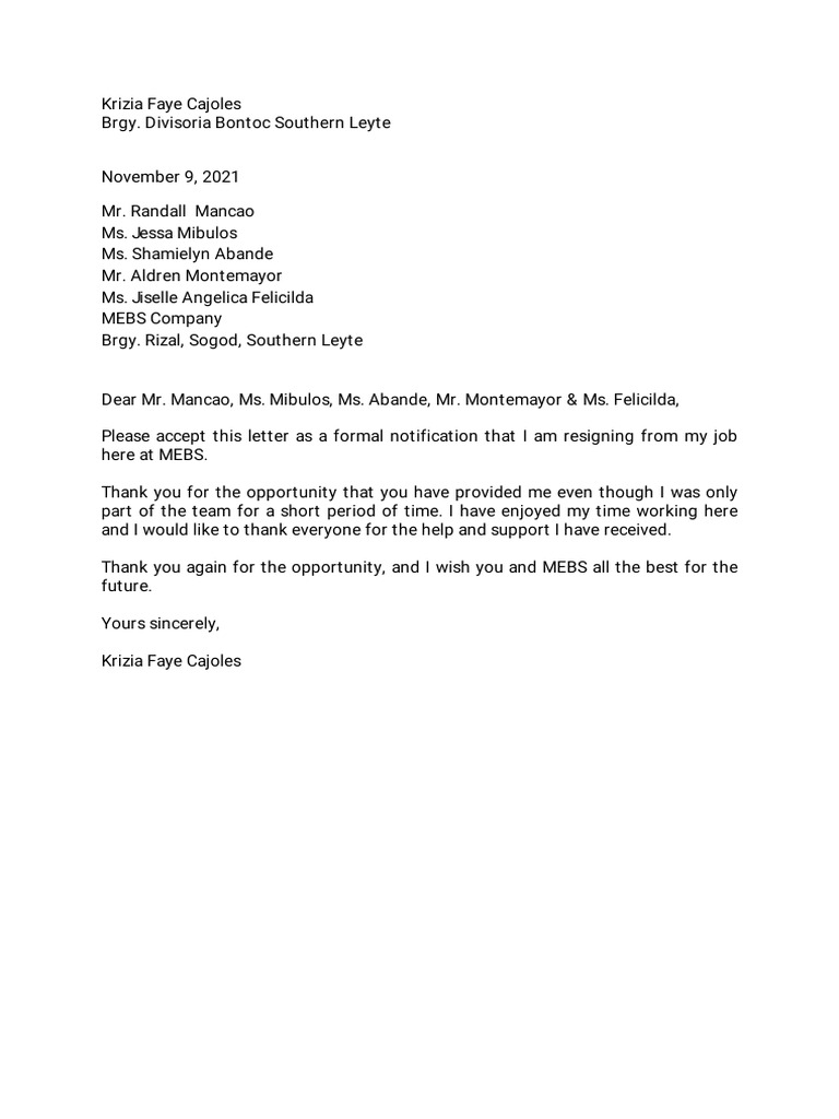 Resignation | PDF